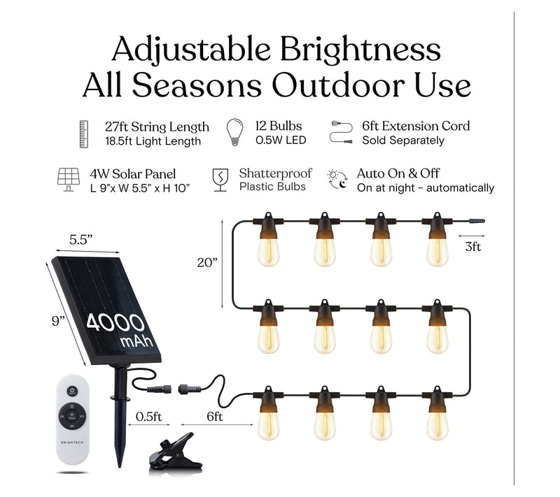Brightech Ambience Pro 27Ft 4W Solar LED 3000KString Light — View 7