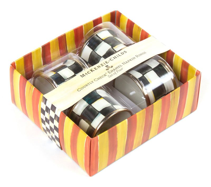 MacKenzie- Childs Set of 4 Courtly Check Napkin Rings — Main view
