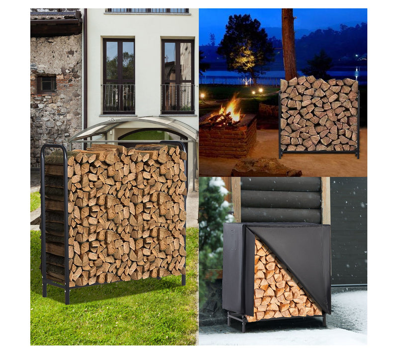 LUGO Heavy-Duty 4FT Waterproof Outdoor FirewoodRack & Cover — View 5