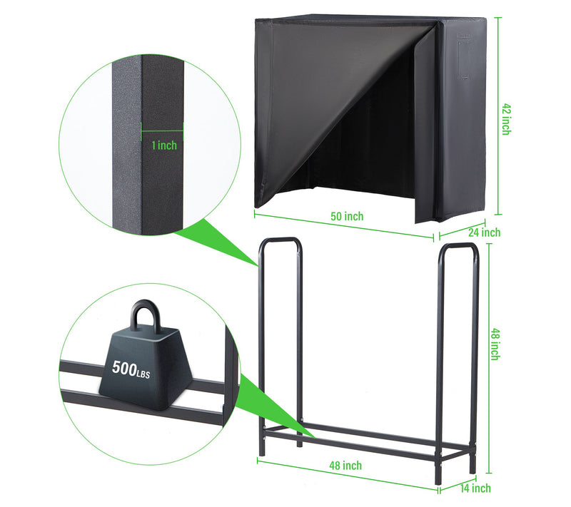 LUGO Heavy-Duty 4FT Waterproof Outdoor FirewoodRack & Cover — View 2