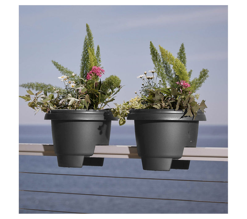 Bloem Modica Deck Rail Round Planter: 12", 2 Gallon Capacity — View 3