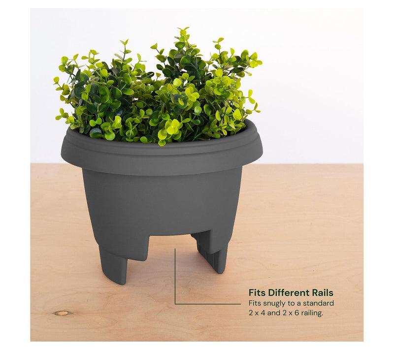 Bloem Modica Deck Rail Round Planter: 12", 2 Gallon Capacity — View 2