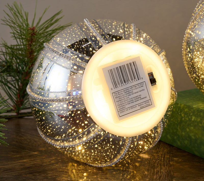 Set of 2 6" Illuminated Jeweled Swirl Spheres by Valerie — View 12
