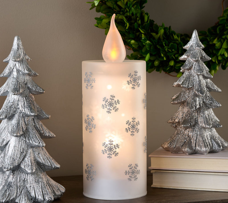 Illuminated Rotating Snowflakes Glass Candle by Valerie — View 6