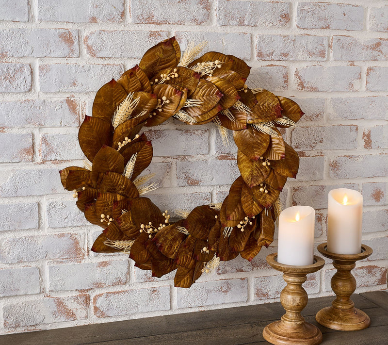 Martha Stewart 24" Indoor/Outdoor Harvest Magnolia Wreath — Main view