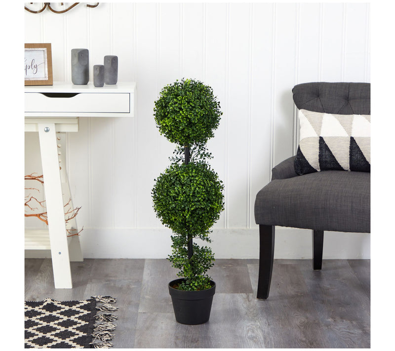 Nearly Natural 34" Boxwood Double Ball Topiary — View 4