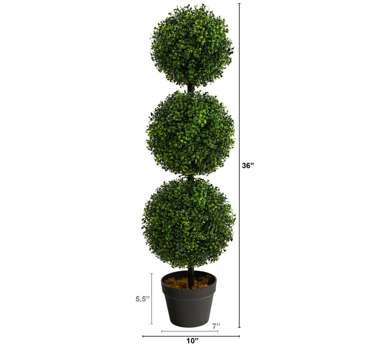 Nearly Natural 3' Boxwood Triple Ball Topiary — View 2