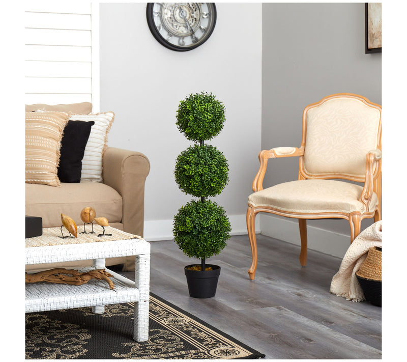 Nearly Natural 3' Boxwood Triple Ball Topiary — View 3
