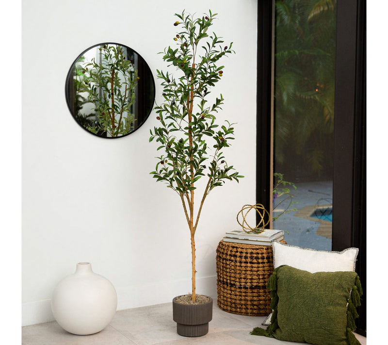 Nearly Natural 6' Artificial Olive Tree with Natural Trunk — Main view
