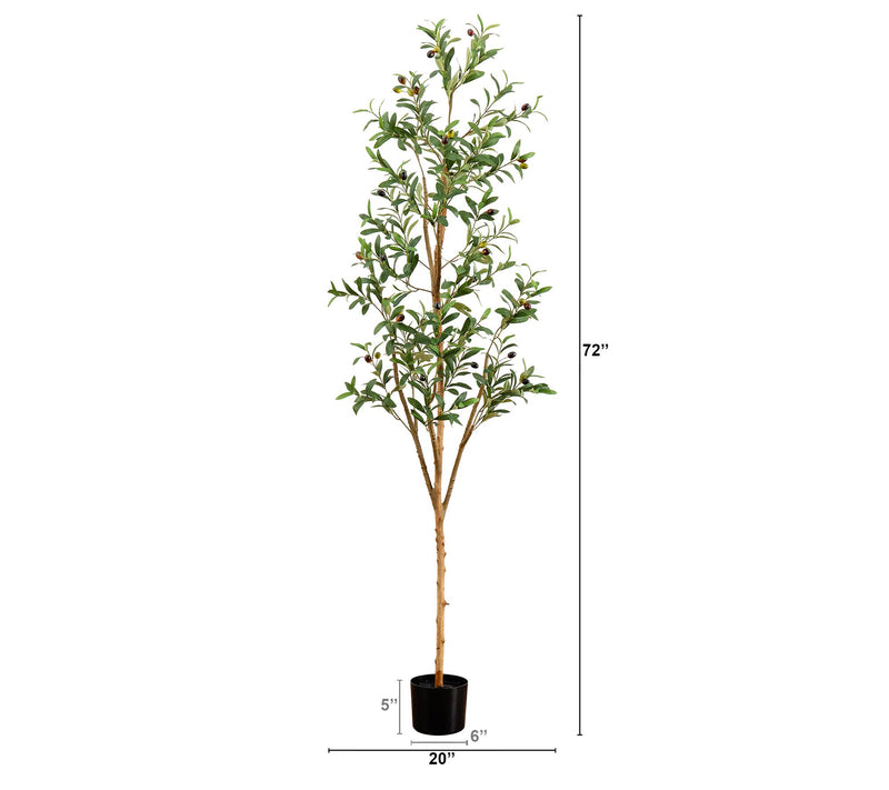 Nearly Natural 6' Artificial Olive Tree with Natural Trunk — View 3