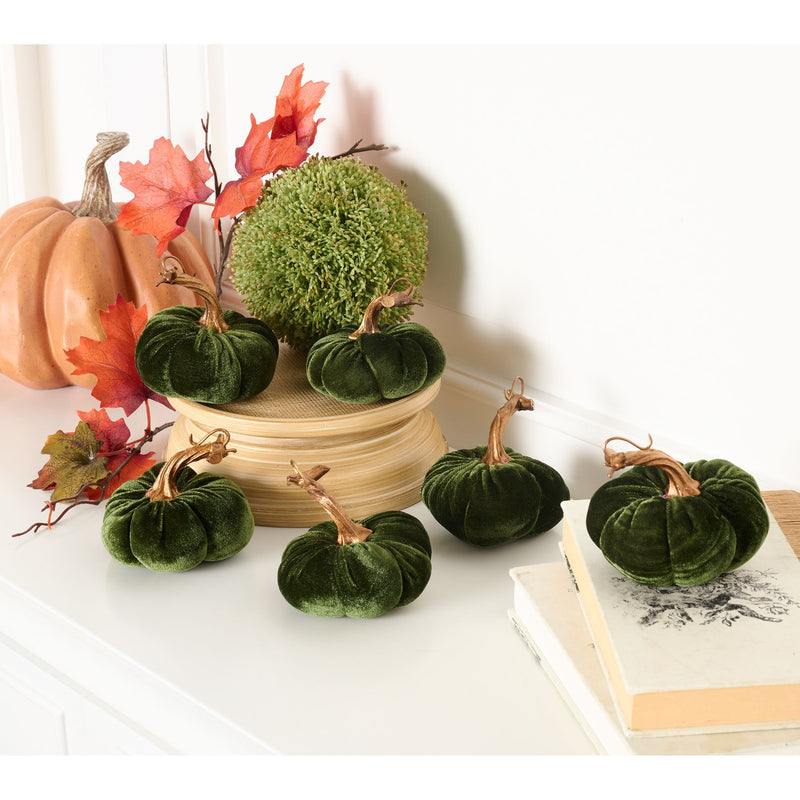 Set of 6 3.5" Velvet Plush Pumpkins By Valerie — Main view
