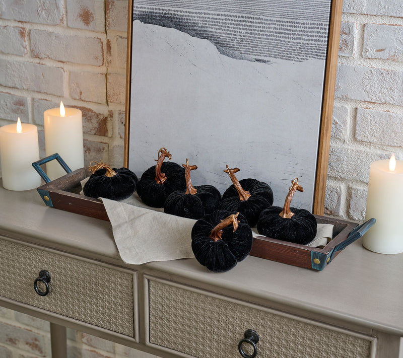 Set of 6 3.5" Velvet Plush Pumpkins By Valerie — View 22