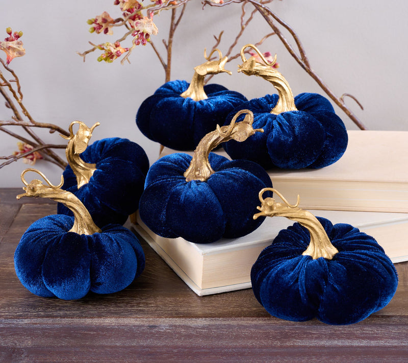 Set of 6 3.5" Velvet Plush Pumpkins By Valerie — View 9