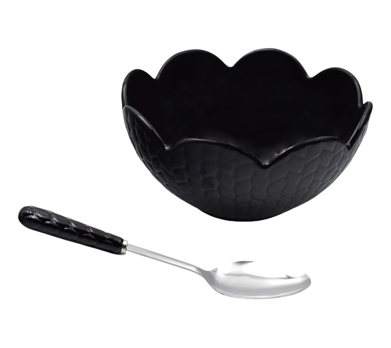 Temp-tations Carved Willow 3-qt Scalloped Serving Bowl with Spoon — View 3