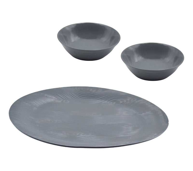 Temp-tations Woodland 16" Oval Platter w/ 2 Shallow Bowls — View 5