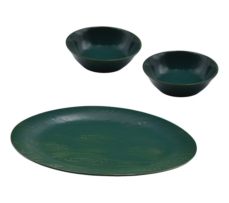 Temp-tations Woodland 16" Oval Platter w/ 2 Shallow Bowls — View 3