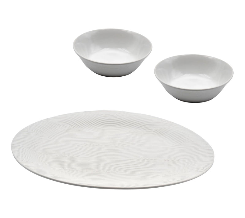 Temp-tations Carved Willow 16" Oval Platter w/ 2 Shallow Bowls — View 7