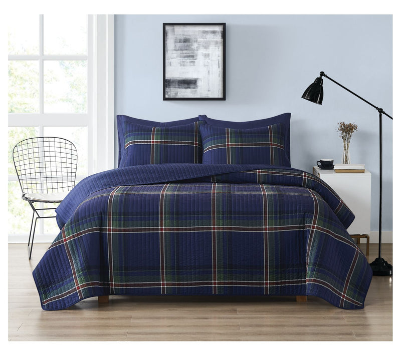 Truly Soft Bronson Plaid King 3 Piece Quilt Set — Main view