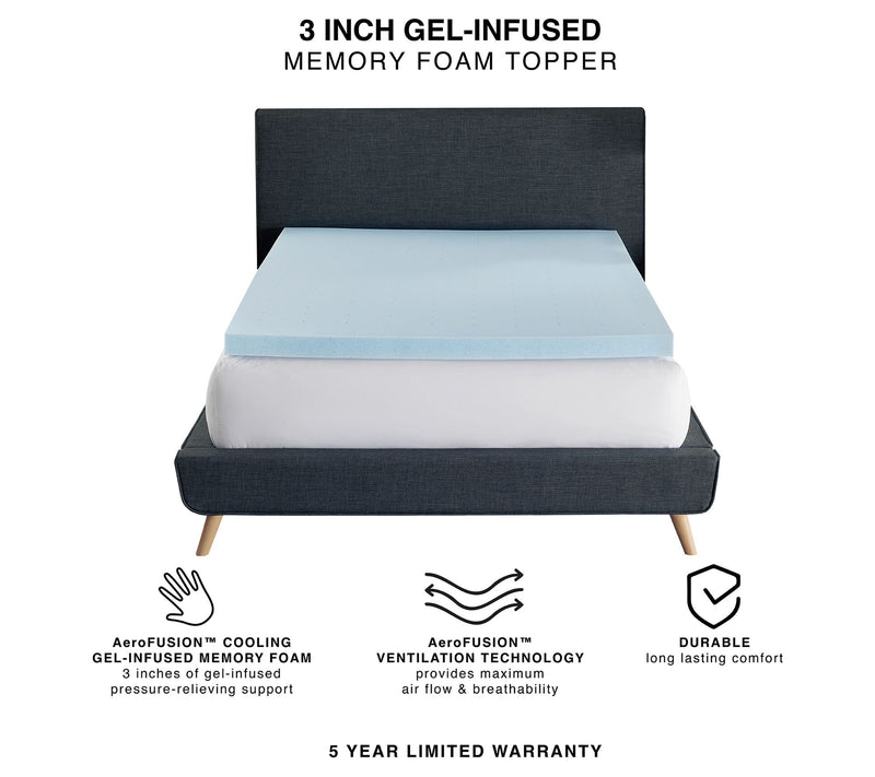 Bodipedic 3" Gel-Infused Memory Foam Mattress Topper, Cal King — View 3