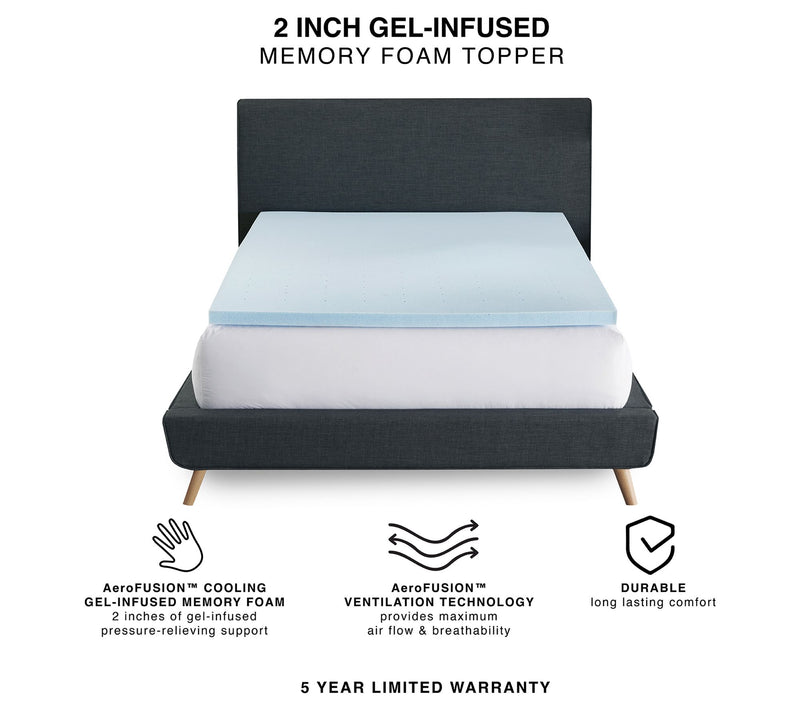Bodipedic 2" Gel-Infused Memory Foam Mattress Topper, Queen — View 3