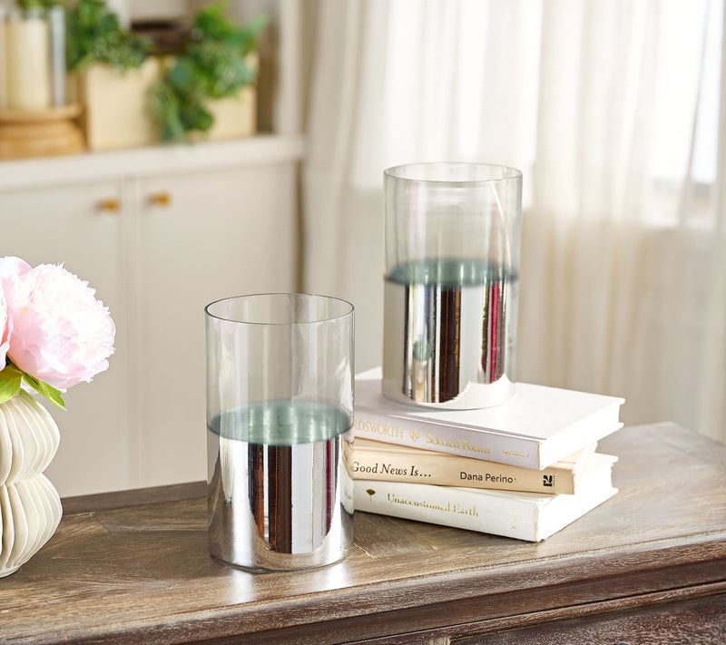 Primrose Hill Set of 2 7" Metallic Ombre Glass Hurricanes — View 7