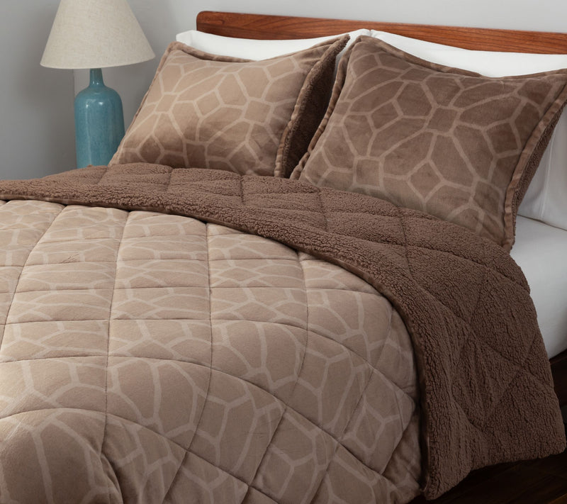 Berkshire Printed Velvetsoft Reverse Sherpa Comforter-Twin — View 12