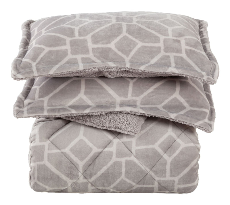 Berkshire Printed Velvetsoft Reverse Sherpa Comforter-Twin — View 21