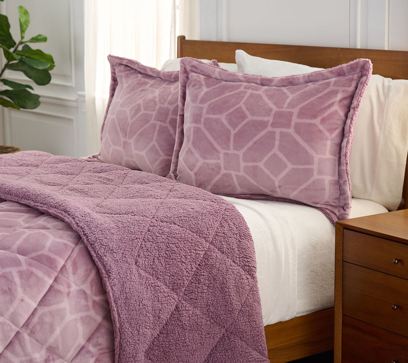 Berkshire Printed Velvetsoft Reverse Sherpa Comforter-Queen — View 15