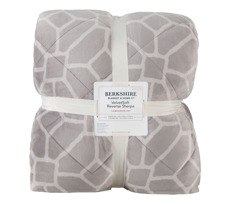 Berkshire Printed Velvetsoft Reverse Sherpa Comforter-King — View 20
