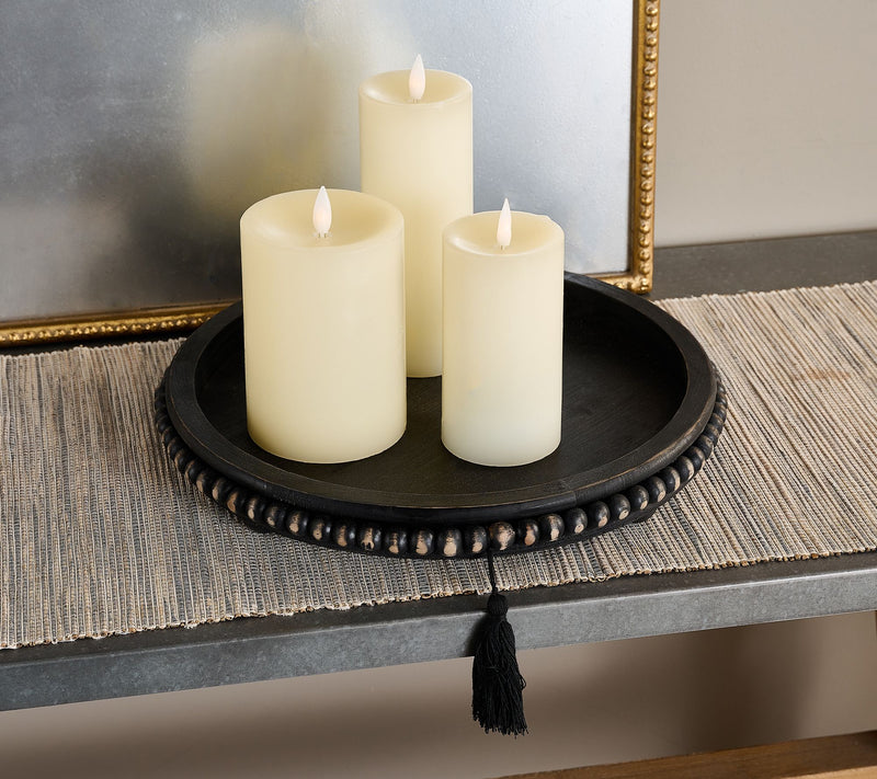Round Wood Tray with Beaded Detail and Tassel by Valerie — View 4