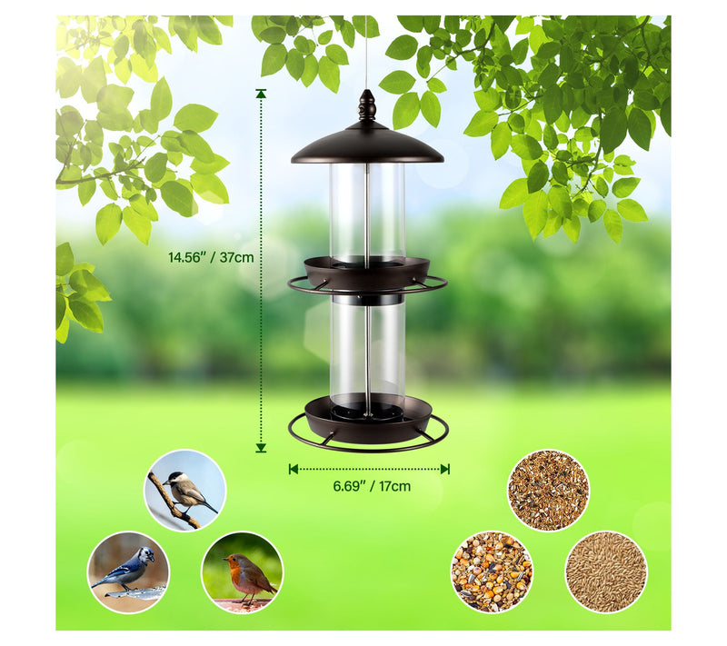 Backyard Expres sions 2-Tier Bi rd Feeder with Sure-Lock Cap — View 3