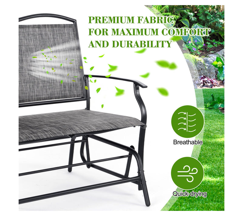 Backyard Expressions 2-Person Patio Glider GreySling Fabric — View 5