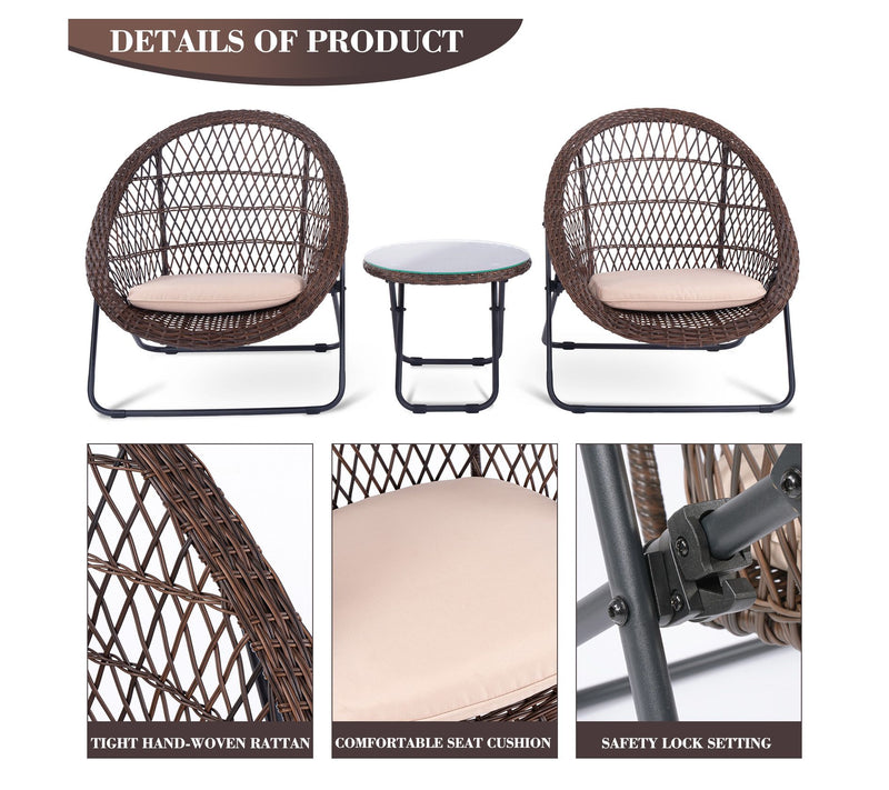 Backyard Expres sions 3 Piece F olding Outdoor Patio Bistro Se — View 3