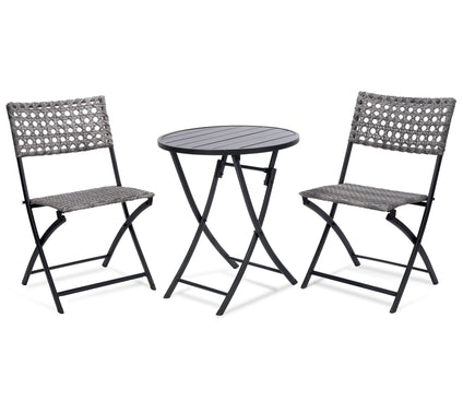 Backyard Expres sions 3 Piece W icker Folding P atio Bistro Set