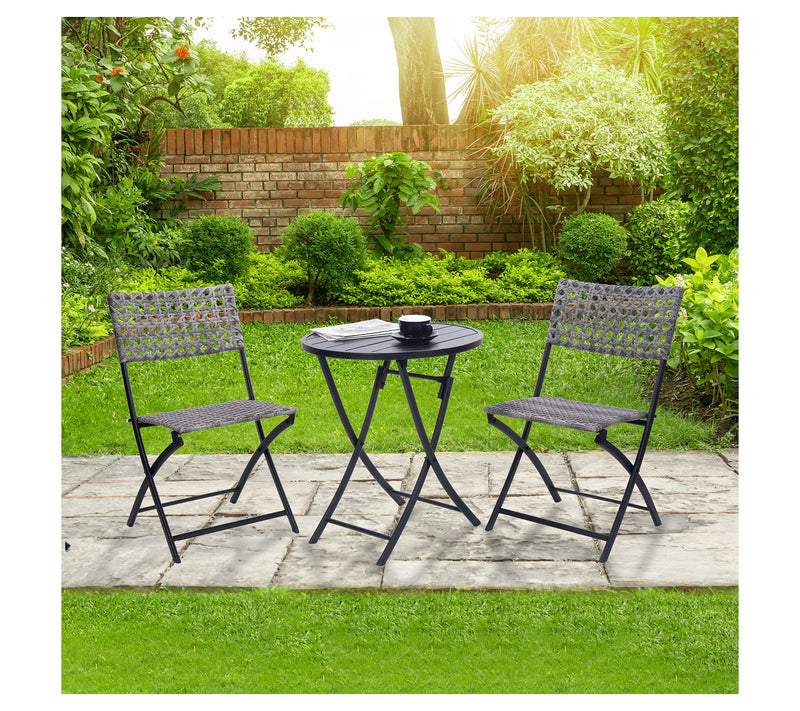 Backyard Expres sions 3 Piece W icker Folding P atio Bistro Set — View 6