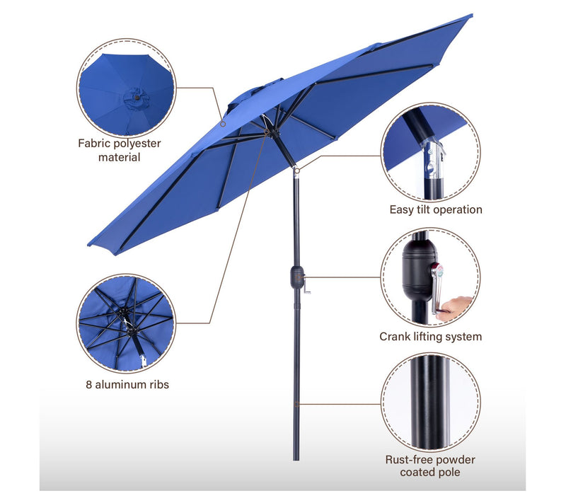 Backyard Expressions 9 Ft Patio Umbrella w/ Crank/Tilt — View 4