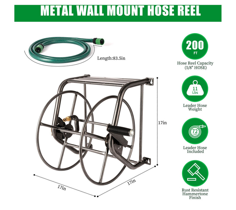 Backyard Expressions Metal Wall Mounted Hose Reel-200'Capacity — View 7
