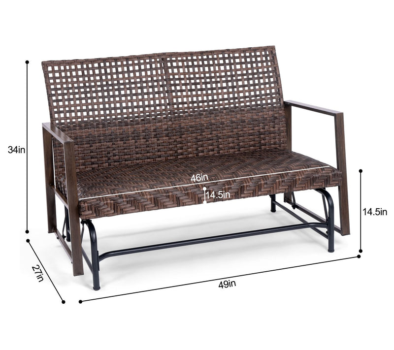 Backyard Expres sions Wicker 2 Person Patio Gl ider — View 2