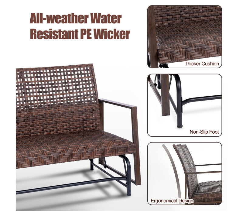 Backyard Expres sions Wicker 2 Person Patio Gl ider — View 3