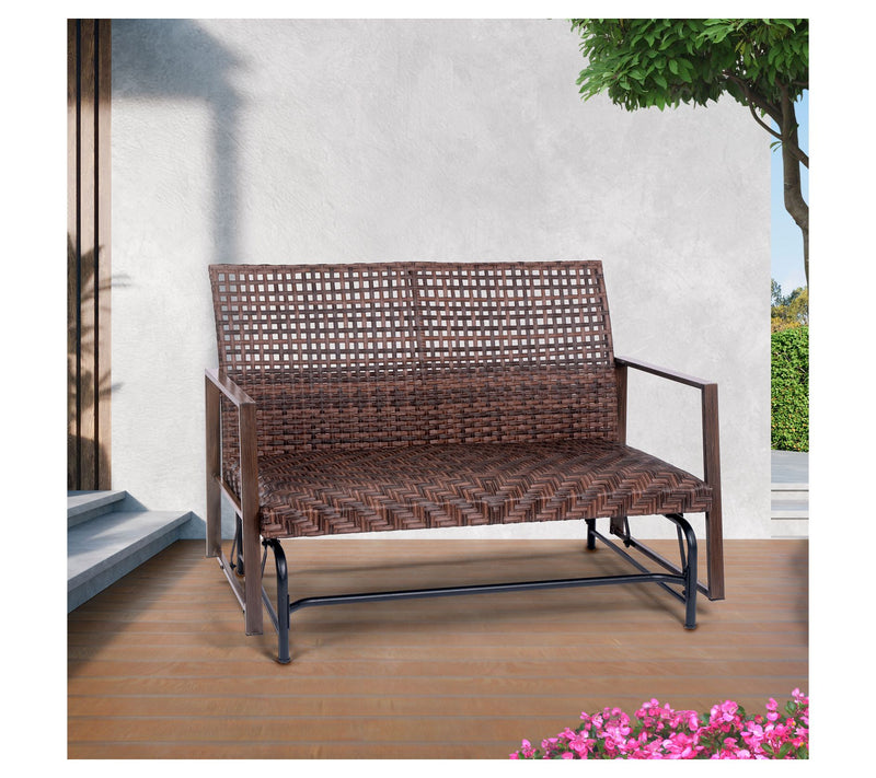 Backyard Expres sions Wicker 2 Person Patio Gl ider — View 6