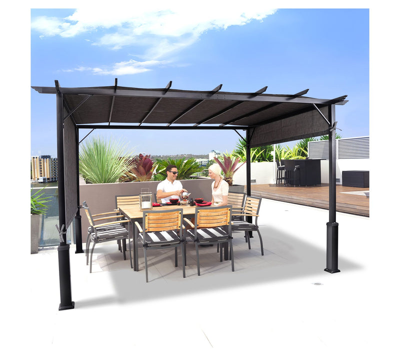 Backyard Expressions 12 x 9 Metal Pergola w/ Adjustable Top — View 5