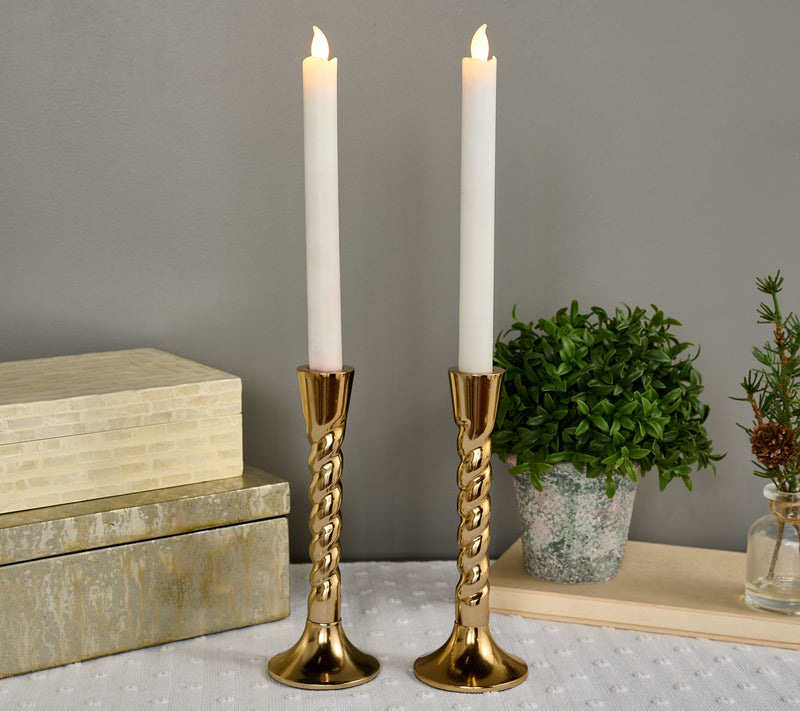 Primrose Hill Set of 2 8" Metallic Twisted Taper Holders — Main view