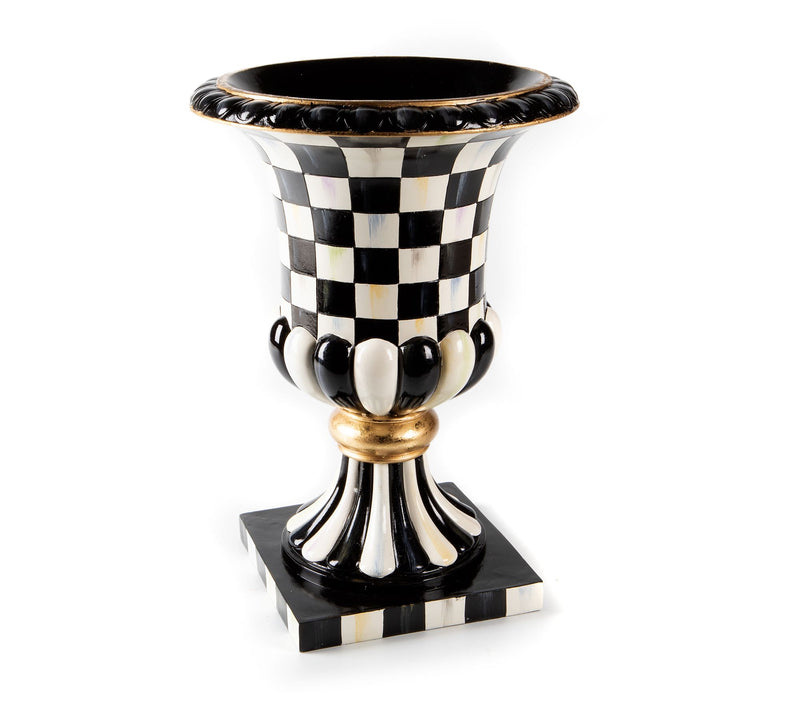 MacKenzie-Childs Courtly Check Pedestal Tabletop Urn — View 5