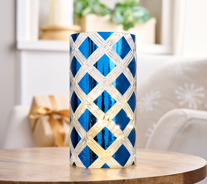 Illuminated 8" Diamond Pattern Hurricane by Valerie — View 10