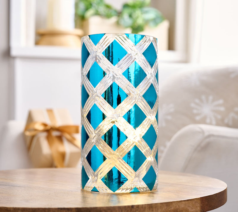 Illuminated 8" Diamond Pattern Hurricane by Valerie — View 14