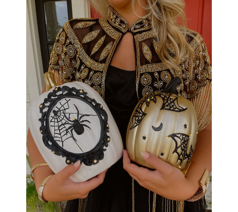 Sister Road Set of 2 Decorative Resin Pumpkins — View 3