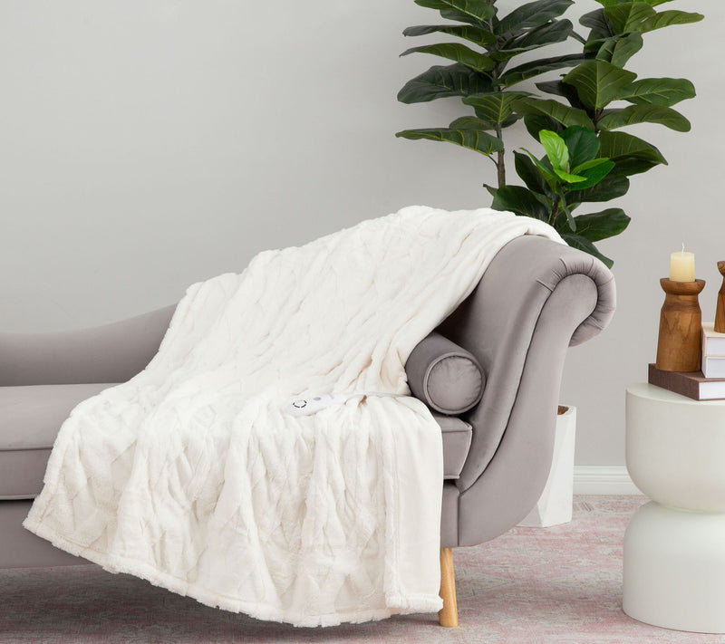 Berkshire Diamond Quilted Grace Fur 50x60 Heated Throw — Main view