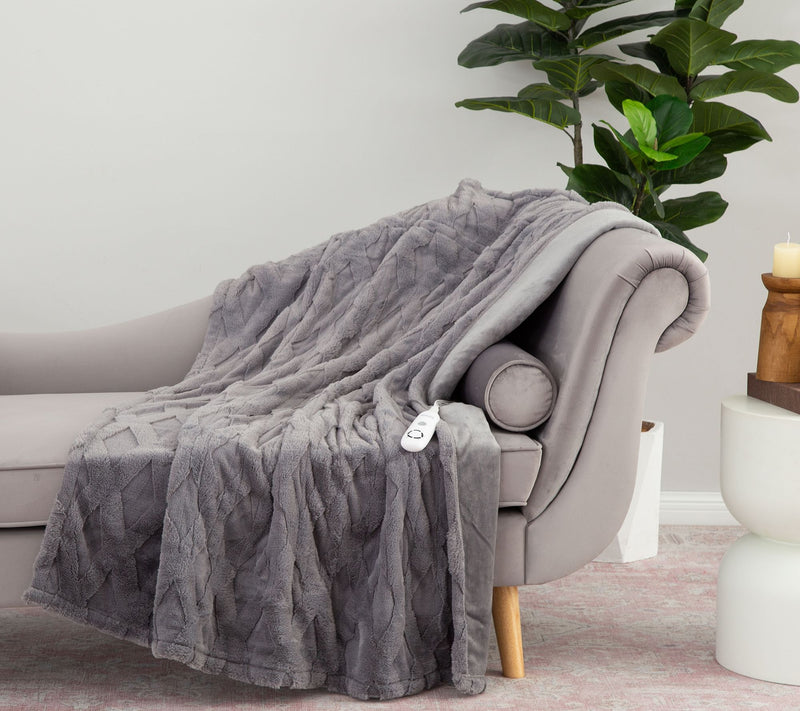 Berkshire Diamond Quilted Grace Fur 50x60 Heated Throw — View 10