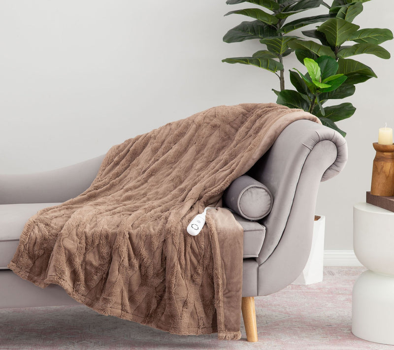 Berkshire Diamond Quilted Grace Fur 50x60 Heated Throw — View 4