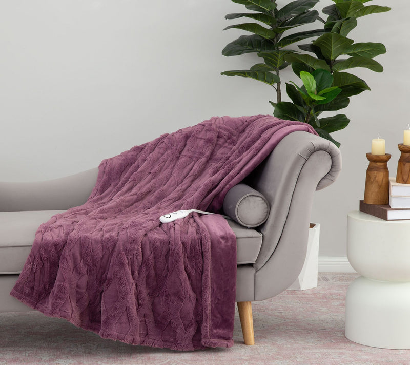Berkshire Diamond Quilted Grace Fur 50x60 Heated Throw — View 7
